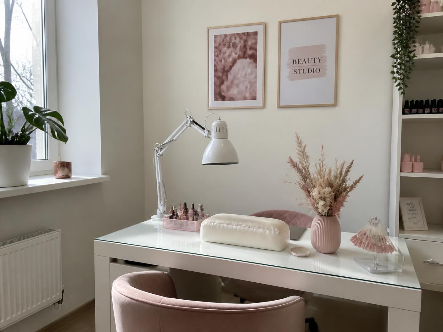 Wnętrze gabinetu MS Beauty ze stanowiskiem do manicure